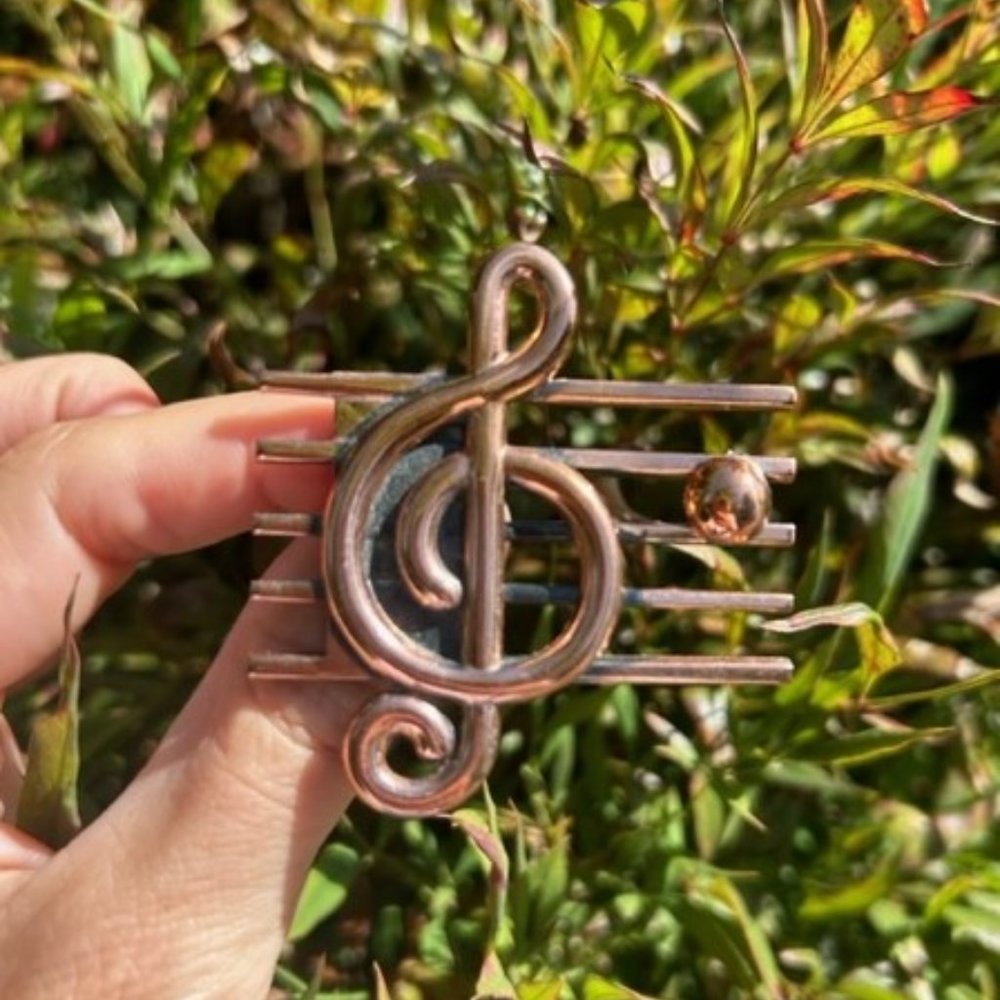 VTG RENOIR Copper Musical Note BROOCH - Picture 3 of 7